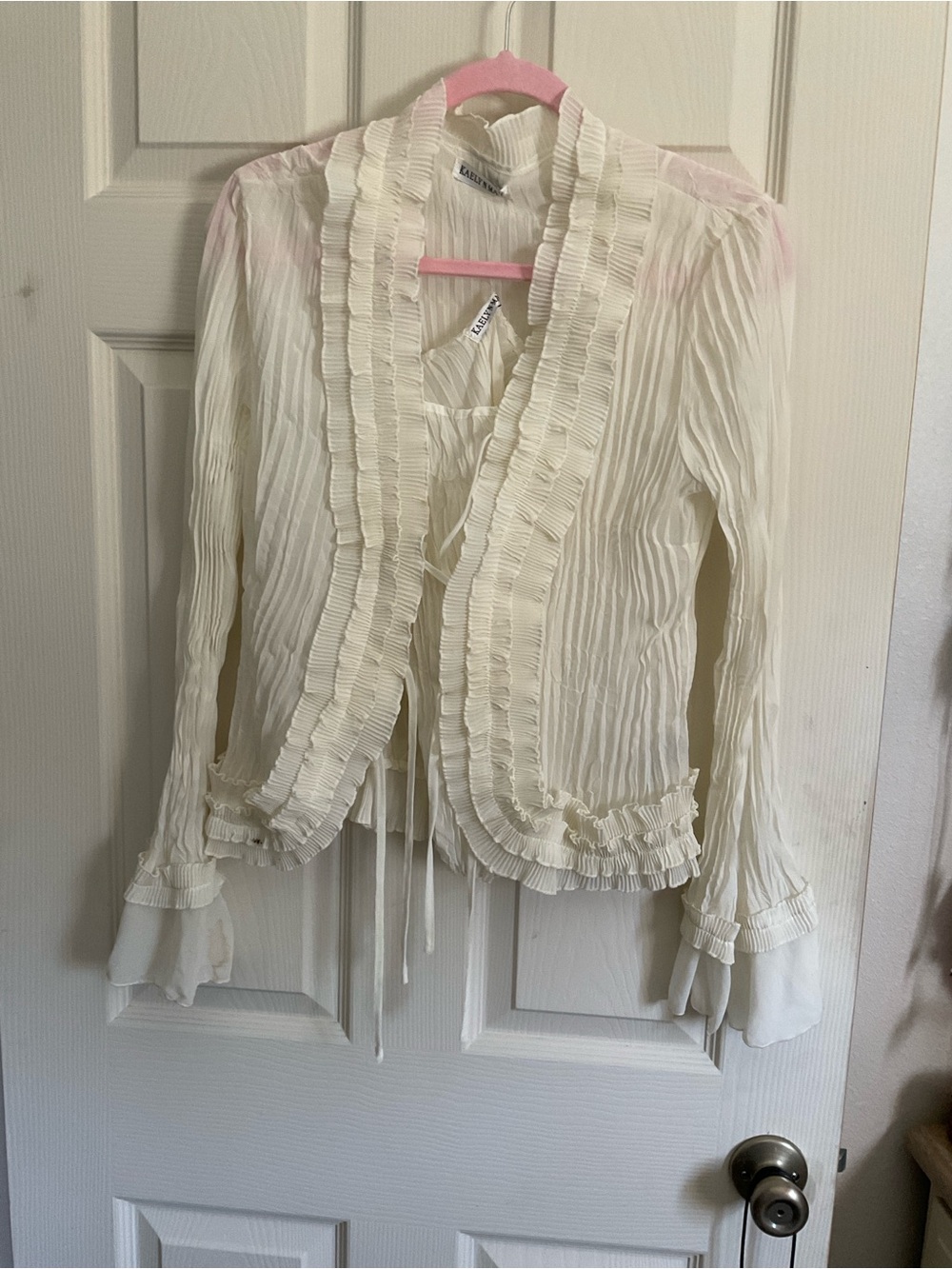 Romantic Ruffle Cream Jacket - Lightweight Women's Coat